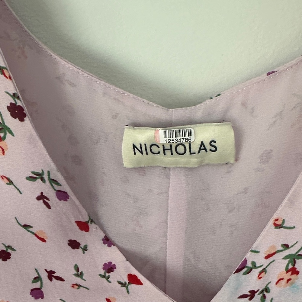 NICHOLAS Asymmetrical Silk Pink Floral Dress - Picture 3 of 11